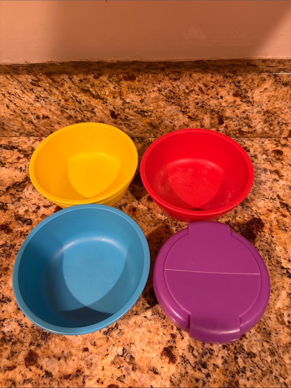 Replay Plastic Snack Bowls - Yellow, Red, Blue, Purple